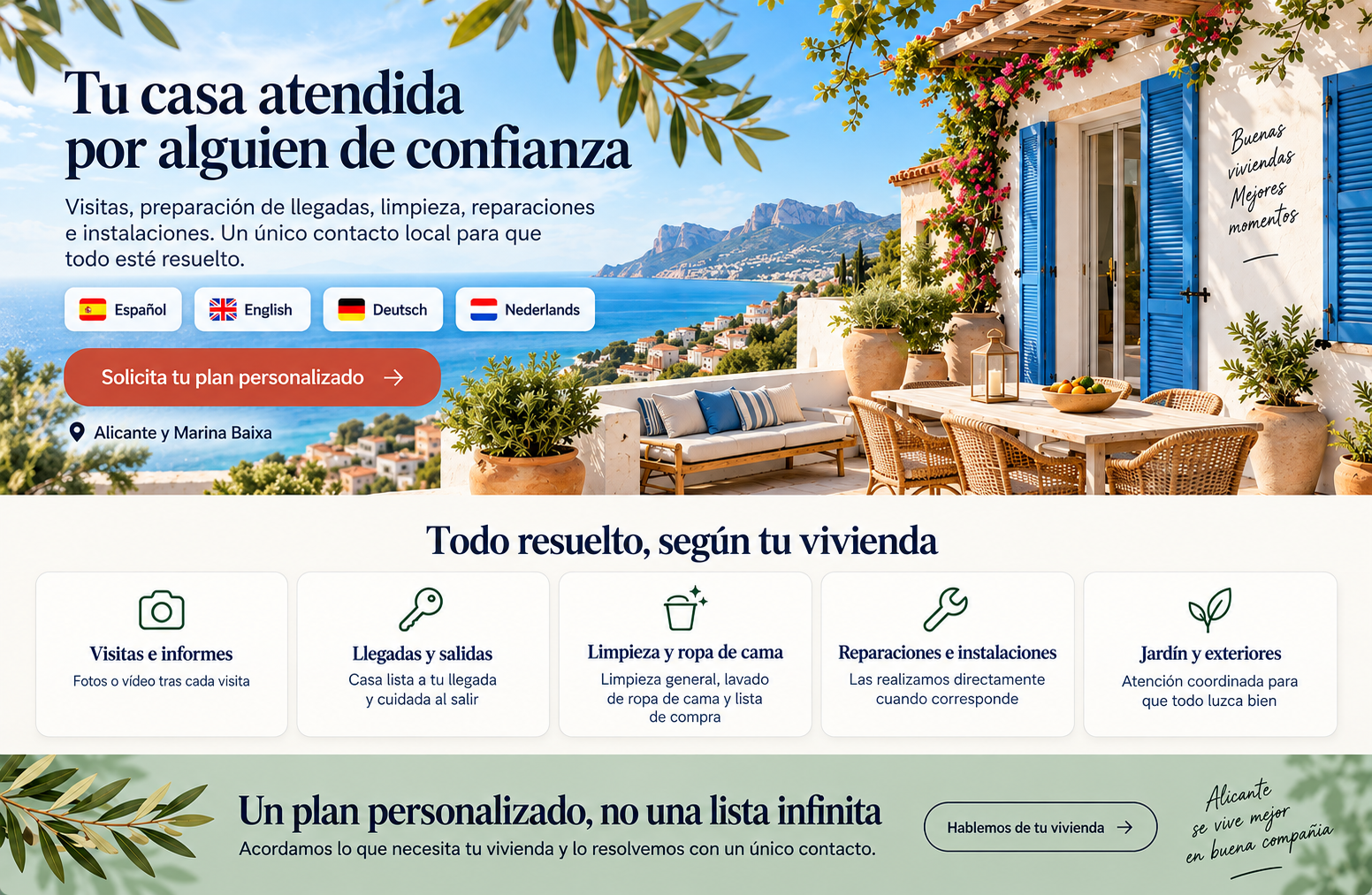 Cuidado de viviendas en Alicante y Marina Baixa