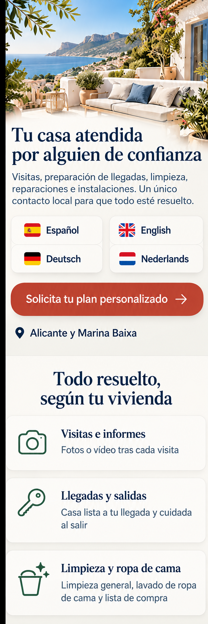 Cuidado de viviendas en Alicante y Marina Baixa