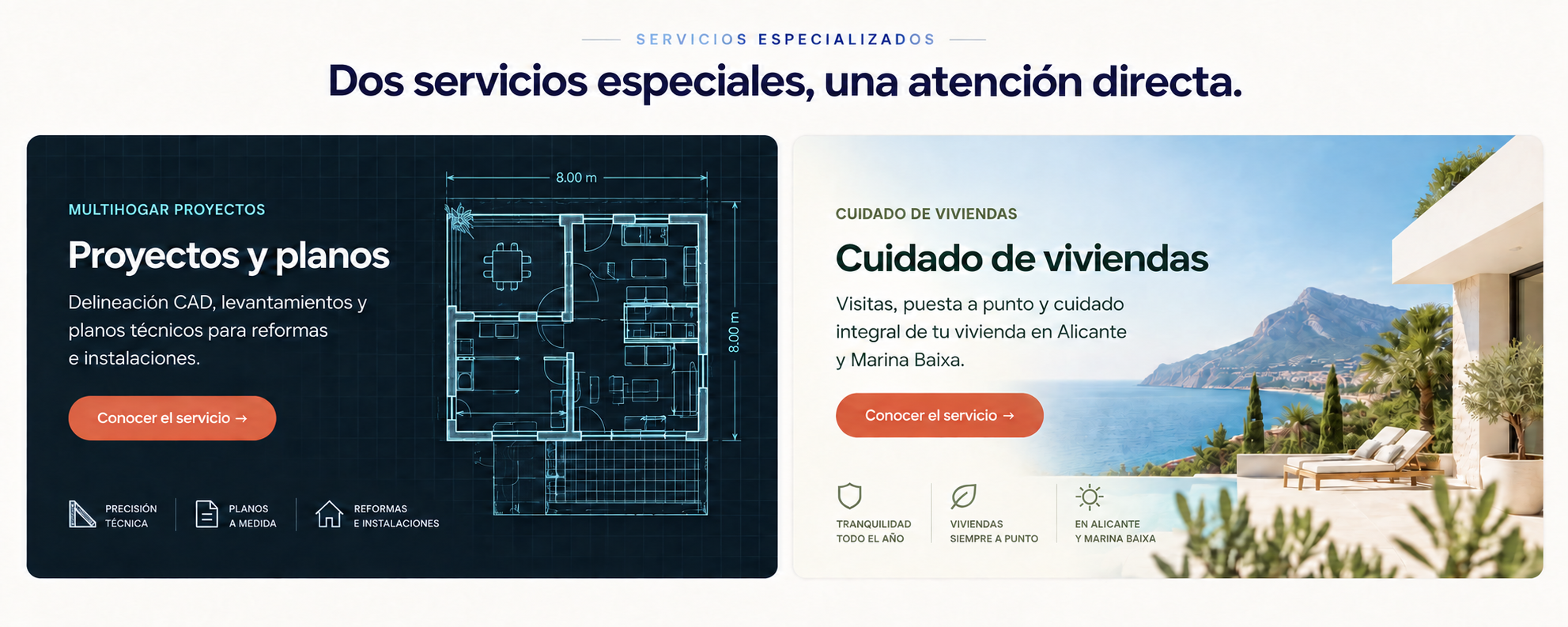 Servicios especializados: proyectos y planos CAD y cuidado de viviendas en Alicante y Marina Baixa